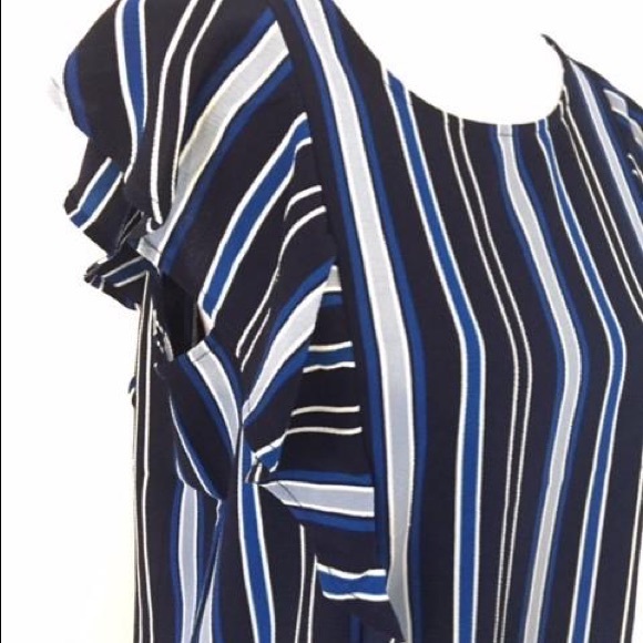 BRAND NEW WITH TAGS 💙 HARVE BENARD | Striped Ruffle Blouse - Picture 4 of 7